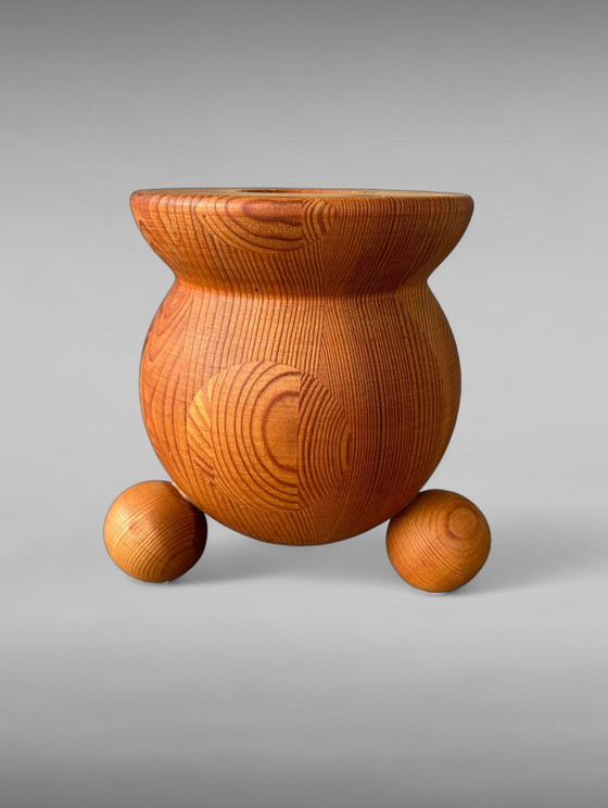 Image 1 of Stig Johnsson Smalandsslojd Jumbo Staved Pine Kaarshouder Zweden Mid Century