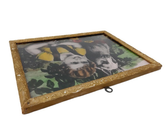 Image 1 of Stampa vintage con cornice - Ragazzo e cane