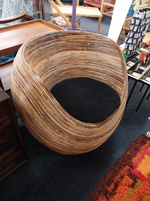 1 x sillón tipo bañera de caña de lápiz de los años 70 al estilo de Gabriella Crespi