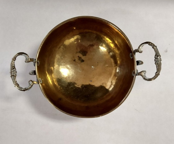 Image 1 of Antique copper bowl, griffin handles, lion paws