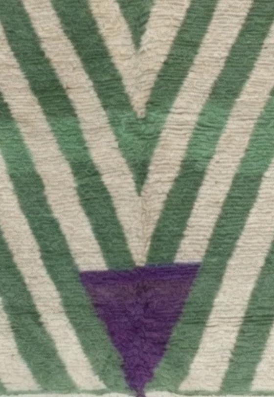 Image 1 of Tapis berbère marocain authentique fait main – Vert et violet – 300 × 210 cm
