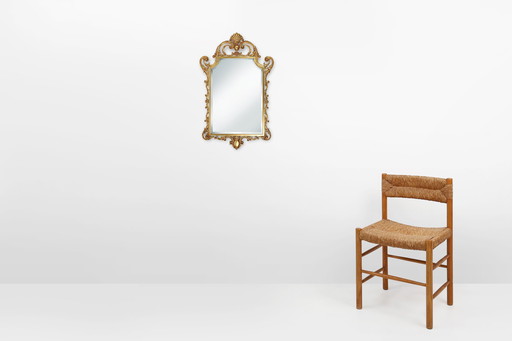 Miroir en cuivre massif du 20e siècle de style Louis XV français biseauté