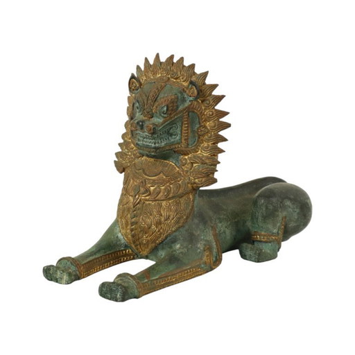 Grand Temple Lion en bronze doré