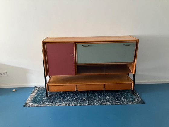 Image 1 of Vintage highboard / wall cabinet 1960s – teak – unique design – 160 cm