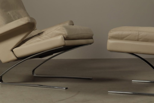 Leren "Swing" loungefauteuil met poef voor COR Duitsland, jaren 60 – hockers en poefs, Chrome, Leather (photo 2 of 15)