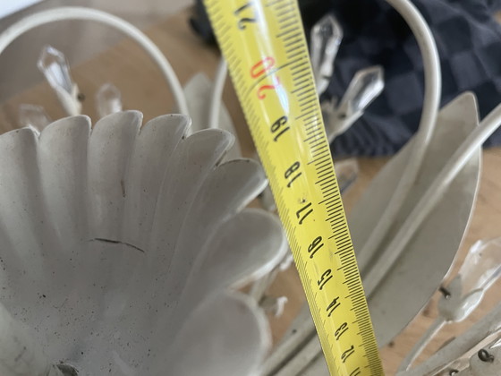 Image 1 of Plafondlamp met bloemenmotief en glazen ornamenten, jaren 50, Duitsland