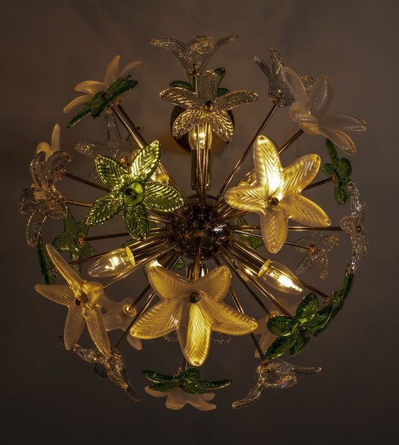 Image 1 of Sculptural Floral Glass Chandelier, Czechoslovakia, 1970s–1980s