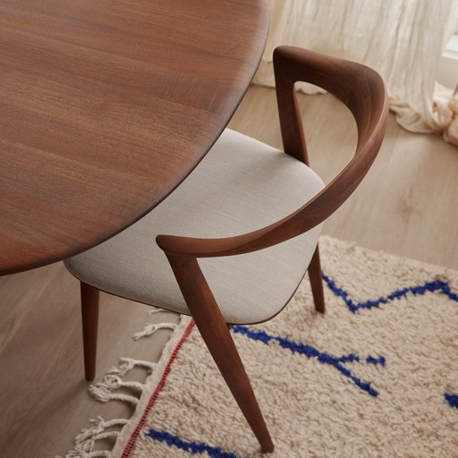 x6 Sedia Artisan Addo - Sedili in tessuto color noce scuro e grigio