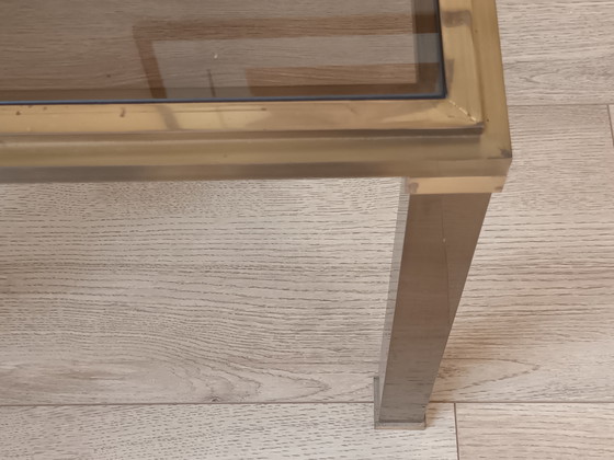 Image 1 of Table d'appoint en bronze avec verre fumé