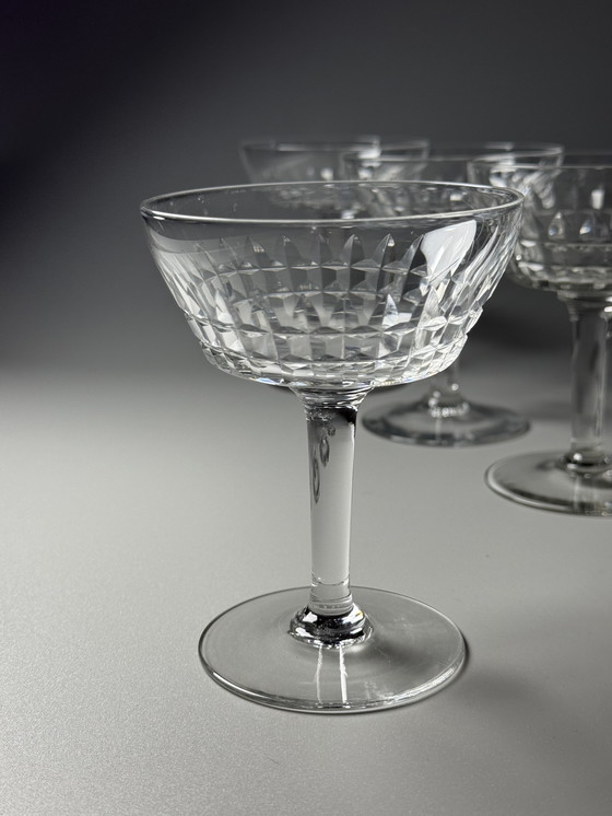 Image 1 of Val Saint Lambert - Set di 6 coppe di cristallo - Servizio Mery. Art Déco anni '40