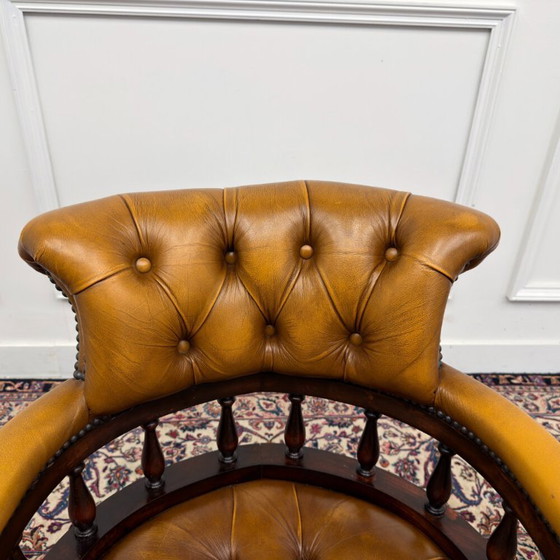 Chaise de bureau Chesterfield classique anglaise marron – Chaises de bureau, Cuir, Bois (photo 5 of 7)