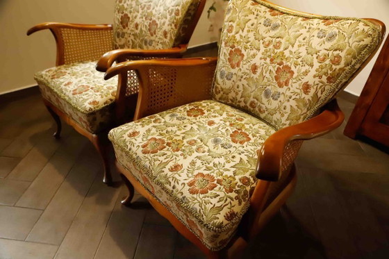 Image 1 of Set aus 2 deutschen Chippendale-Rohrsesseln von Adolf Wrenger