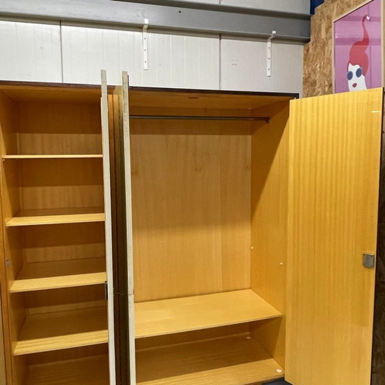 Vintage Midcentury 5-door wardrobe hanging shelving disassemblable, Other, Beige (photo 12 of 15)