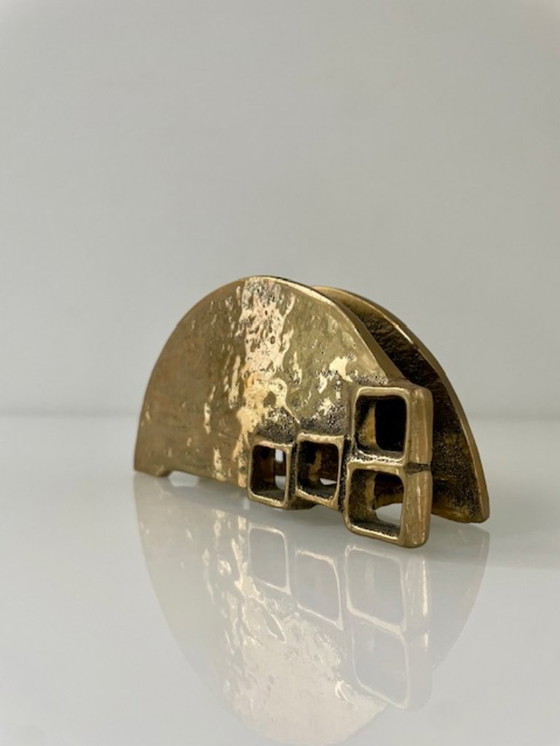 Image 1 of Brutalist messing servethouder van Heinz Goll jaren 60