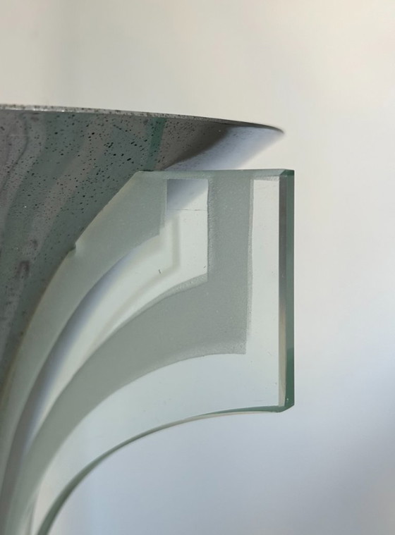 Image 1 of Lampada da parete modernista Art Déco, cromo e vetro sabbiato, Francia 1930