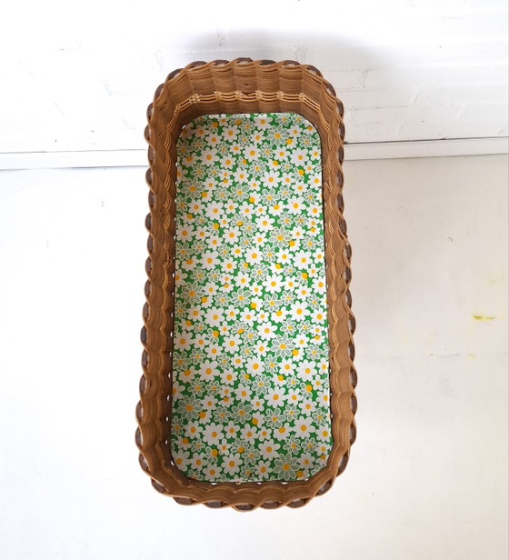 Image 1 of Jardinière vintage années 1960-70 en bois et rotin, design danois