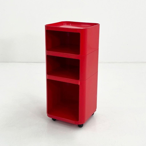 Mueble de almacenaje Componibili rojo de Anna Castelli para Kartell, años 70