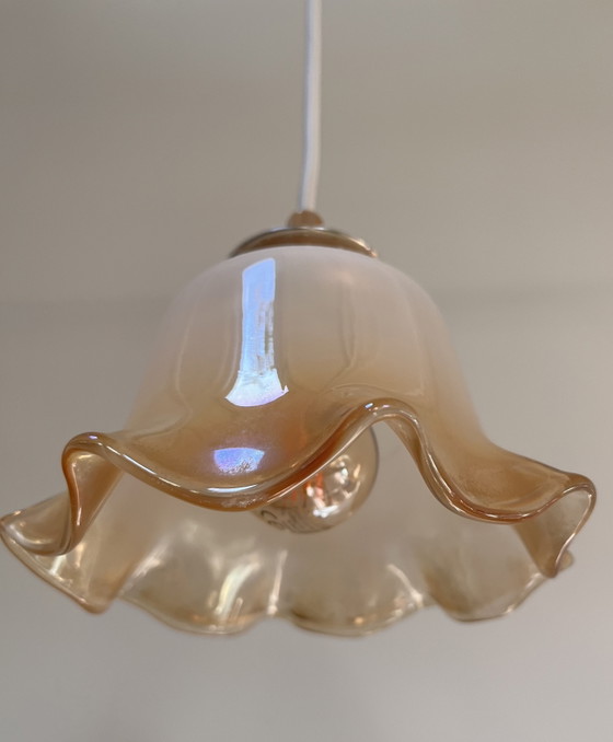 Vintage Glazen Gegolfde Klok Hanglamp – Hanglampen, Glass (photo 5 of 8)