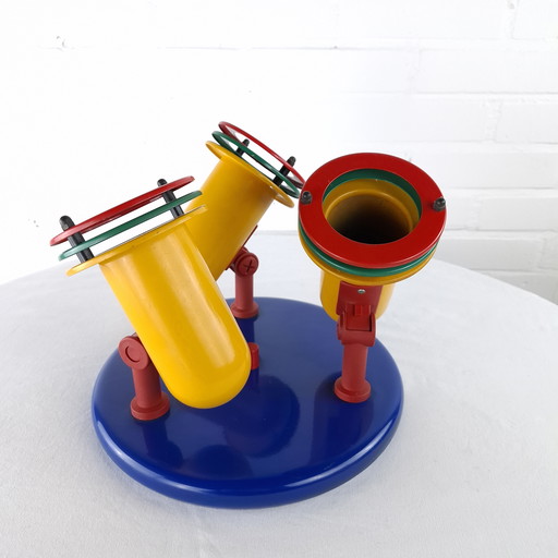 Plafonnier vintage Memphis Milano années 80 bleu/rouge/jaune