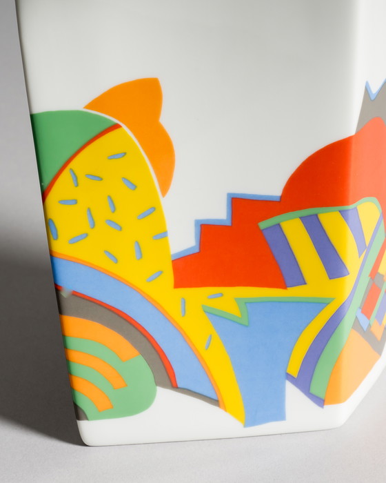 Image 1 of Rare Large Memphis‑Style Porcelain Vase by Barbara Brenner for Rosenthal, Thomas Atelier Collection, 1980s