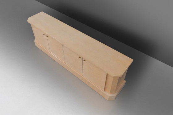 Image 1 of Credenza in legno di radica laccata avorio di Jean Claude Dresse, anni '70