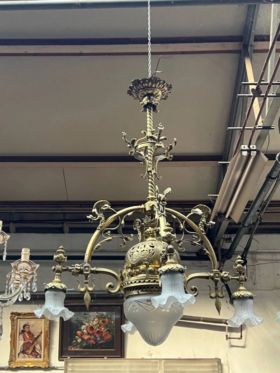 Magnifico lampadario antico in stile gotico. – Bronze, Crystal (photo 3 of 10)