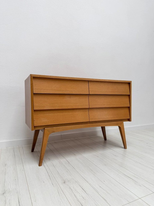 Vintage deutsche Nussbaumkommode, minimalistische Kommode im Mid-Century-Modern-Stil, 1950er Jahre