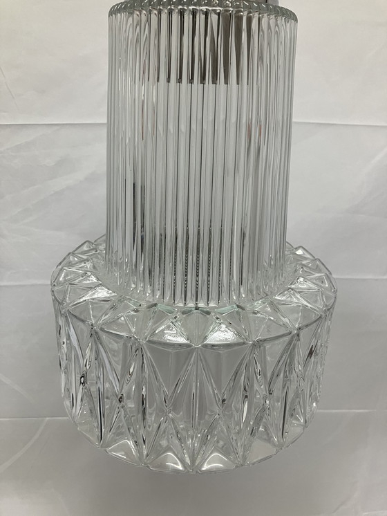 Image 1 of Lampada a sospensione vintage in vetro cristallo Glashütte Limburg con prisma