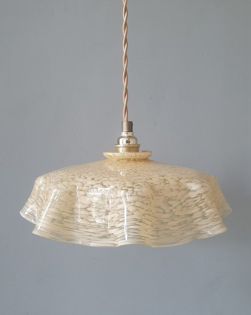 Vintage / Antique French Glass Pendant Lamp in Clichy Style. – hanglampen, Metal