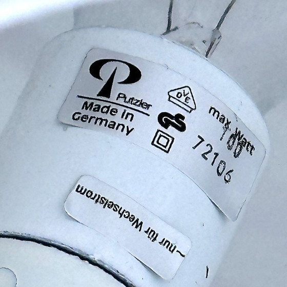 Image 1 of Lampe de table vintage Peill et Putzler verre opalin Zebra Design lampe champignon années 70 années 80 Mid Century Moderne