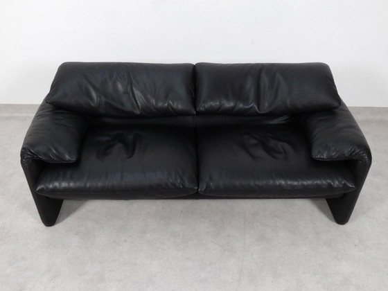Image 1 of Set di 2 Cassina Maralunga 2,5 posti - pelle nera