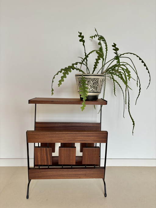 Dutch Design Midcentury Magazine Rack Teak Blocks