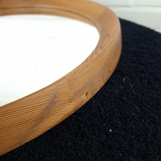 Image 1 of Specchio rotondo in legno vintage, design moderno di metà secolo, anni '70