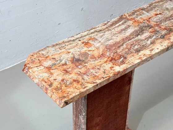 Image 1 of Consolle in marmo rosso-marrone con superficie lucida, Italia