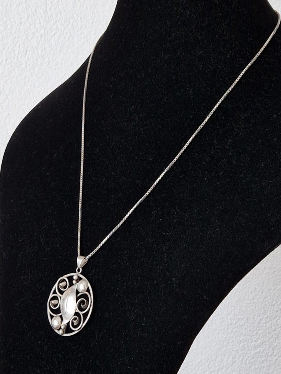 C. Brumberg Hansen Dinamarca - Gran colgante de plata con collar - años 50 – Objetos decorativos, Silver (photo 4 of 9)