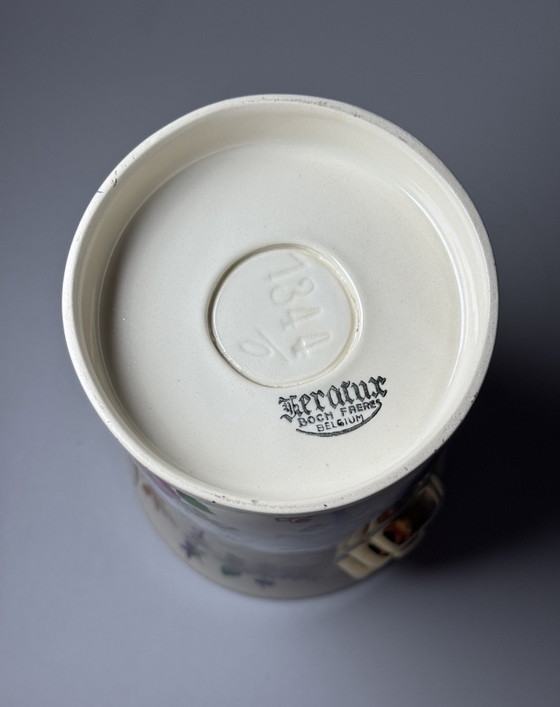 Image 1 of Boch Frères La Louvière Keralux Vaas “Fleurs de Saxe” — België, Art Deco Periode