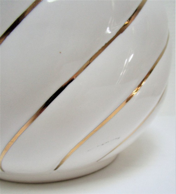Image 1 of white and gold ceramic lamp by DLG Tommaso Barbie