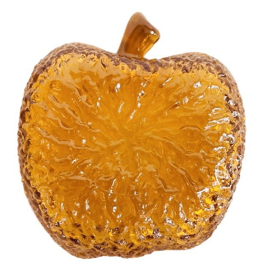 Image 1 of Set aus bernsteinfarbenen Glas-Apfelschalen, Vintage 1970er Jahre