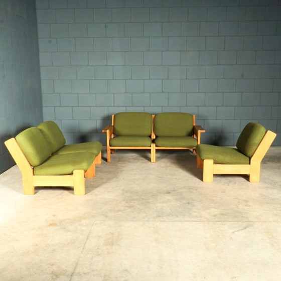 Image 1 of Gruppo di sedute/sedute modulari vintage – verde – anni '70