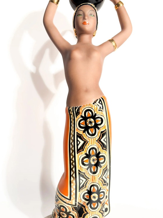 Art Deco Ceramic Sculpture "Dihula" by C.I.A. Manna, 1940s (photo 7 of 13)