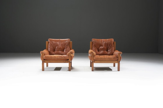Image 1 of Vintage S15 fauteuils van leer, ontworpen door Pierre Chapo - Atelier Chapo, Frankrijk, 1967.
