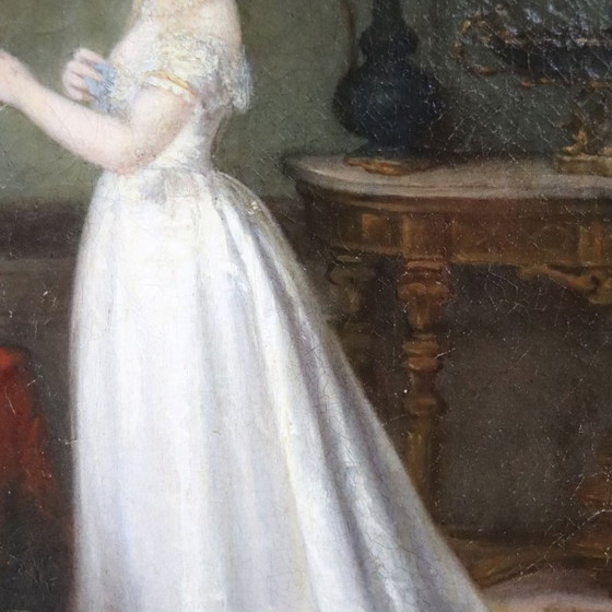 Image 1 of Scene Between Girls, Oil Painting on Canvas, Italy 19th Century