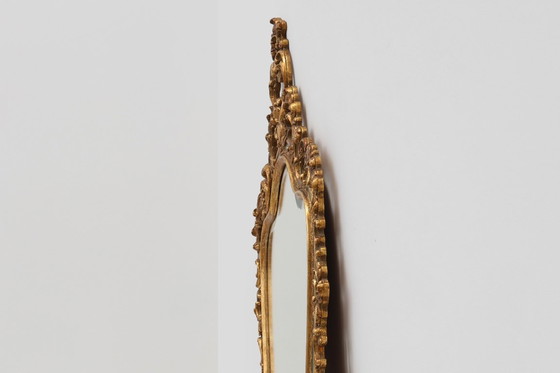 Image 1 of Belgische barokke vergulde spiegel in Lodewijk XV-stijl met label "Knitter-Duro Brevete", jaren 50