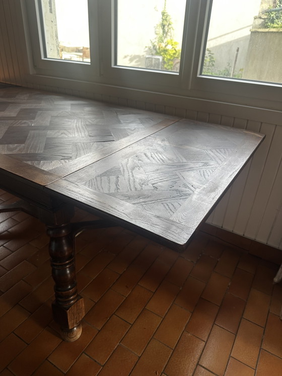 Image 1 of Rustic oak extendable table, early 20th century
