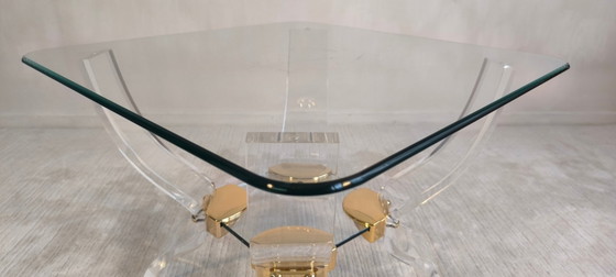 Tavolino da Caffè Lucite & Ottone – Stile Hollywood Regency DLG Charles Hollis Jones – Curvasa Muebles (photo 17 of 18)