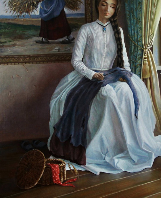 Original Oil Painting Symbolism Portrait Of A Girl A Little Parable – Paintings & Drawings, Canvas (photo 4 of 10)
