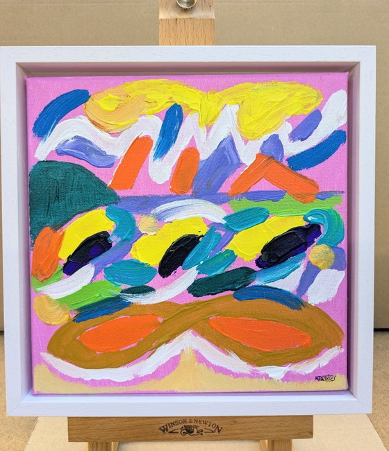 Image 1 of St Ives Porthmeor Beach Original Acrylic Painting Seascape Canvas Framed Nigel Waters