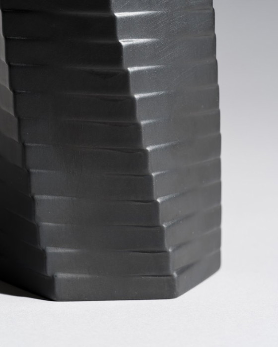 Image 1 of Vintage ROSENTHAL WERNER UHL Vase Duo Bisque Porcelaine Noire PISA 20 cm & 23 cm