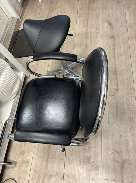 Friseurstuhl/Sattelhocker/Fußstütze – Stühle und Loungesessel, Chrom, Kunststoff (photo 2 of 5)