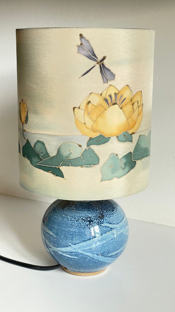 Image 1 of Vintage Ceramic and Silk Lamp